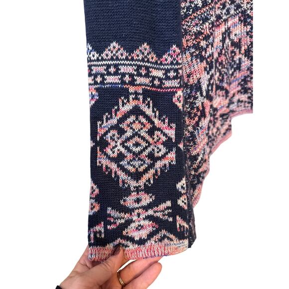 New Directions Navy lightweight Sweater Vest with Patterned hem Sz XL - Picture 3 of 7